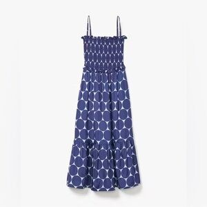 Kate Spade Joy Dot Silk Twill Smocked Dress Size L NWT